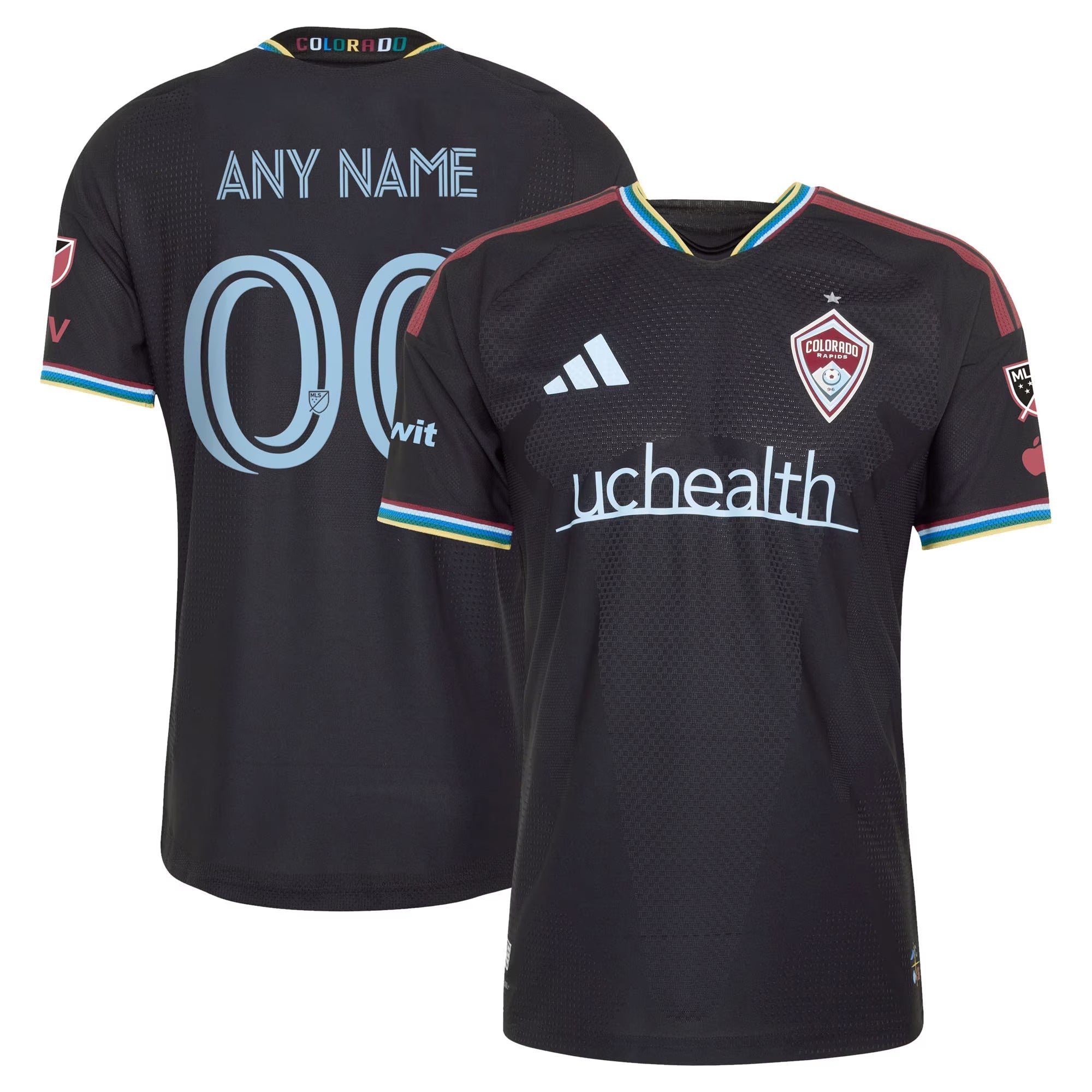Colorado Rapids // adidas Official 2026 Colorful Colorado On-Field Patch Custom Jersey – Black - Jersey Teams World