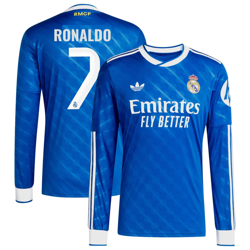 Cristiano Ronaldo 7 Real Madrid adidas 2025/26 Third Long Sleeve Player Jersey - Blue - Jersey Teams World