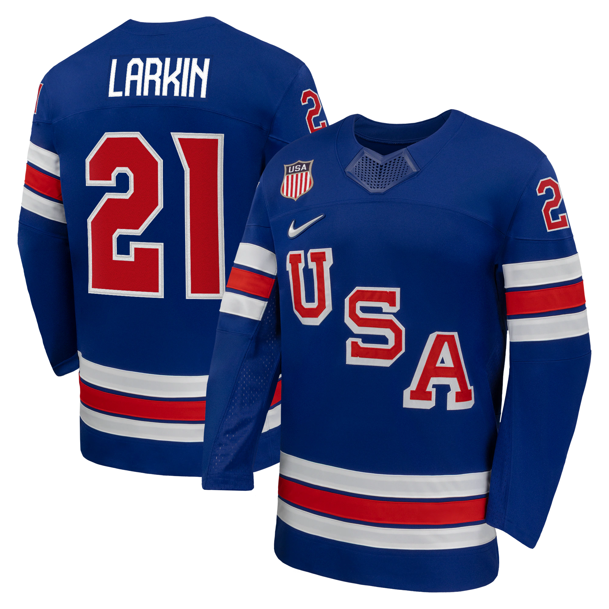 Dylan Larkin #21 USA Hockey 2026 Home Jersey - Nike Royal - Jersey Teams World