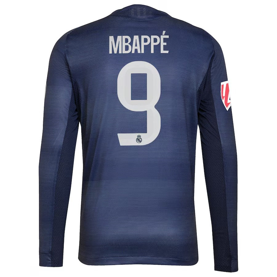 Kylian Mbappé Real Madrid adidas 2025/26 Away Long Sleeve Player Jersey - Blue - Jersey Teams World