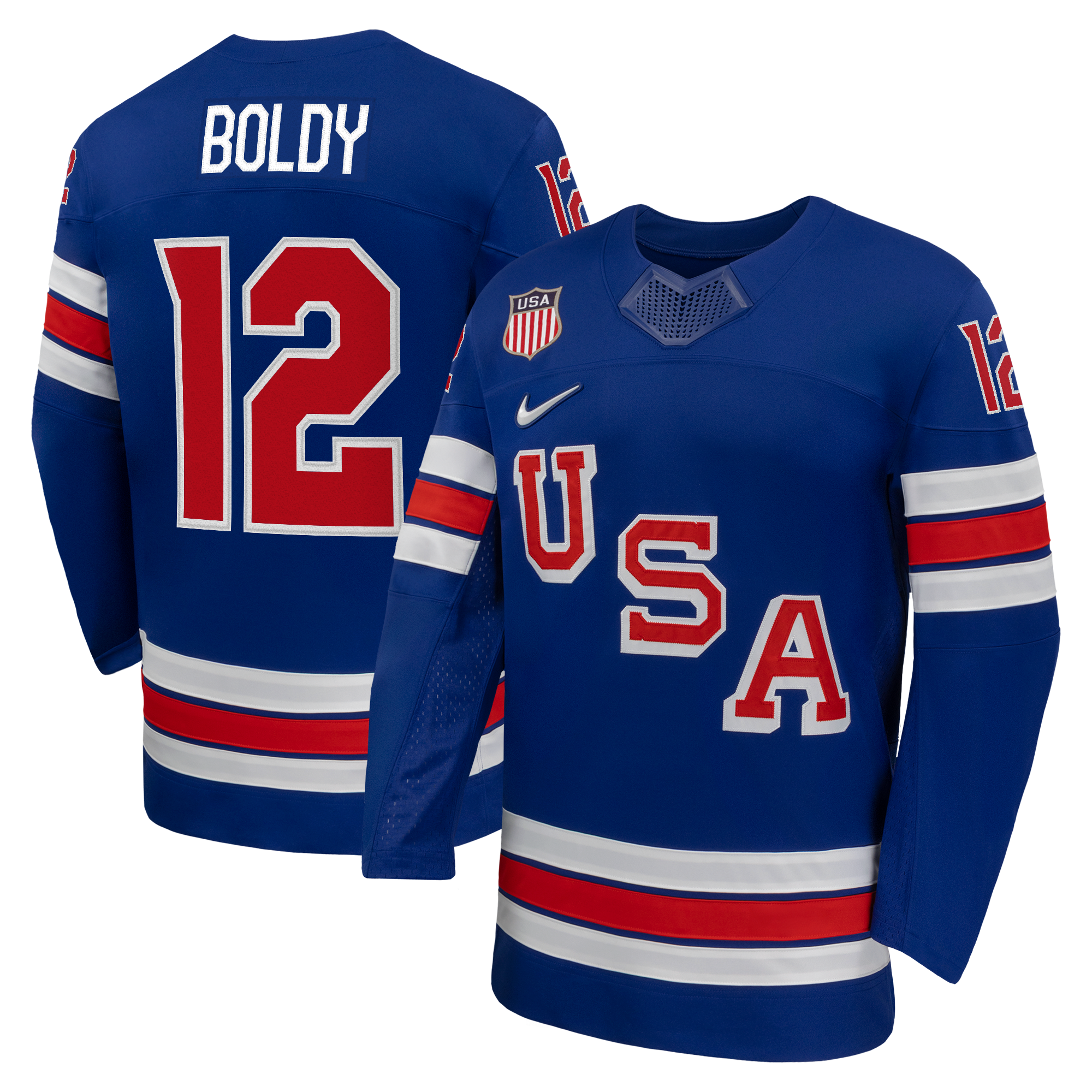 Matthew Boldy #12 USA Hockey 2026 Home Jersey - Nike Royal - Jersey Teams World