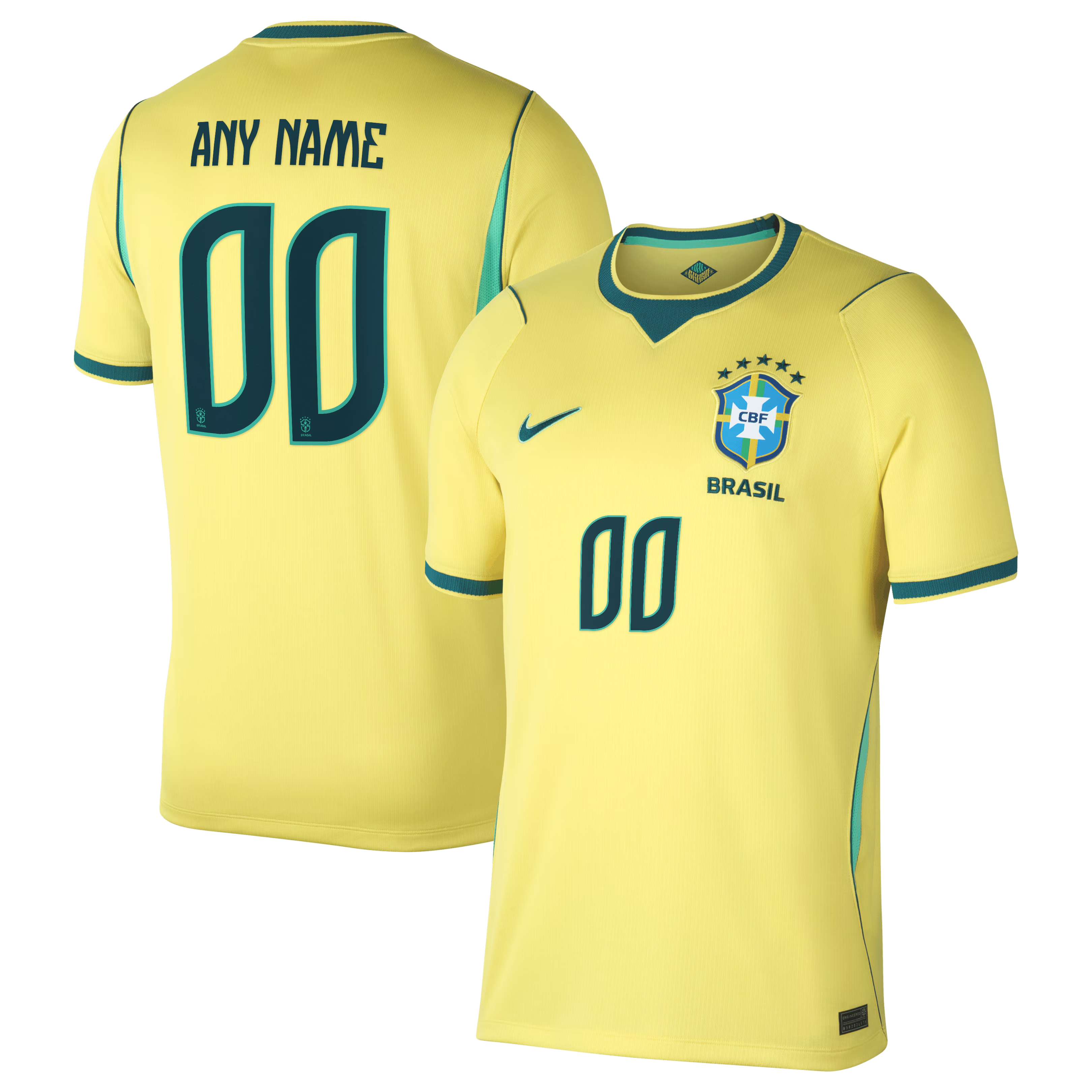 Nike Men's Brazil National Team 2026 Home Stadium Custom Jersey (Yellow)