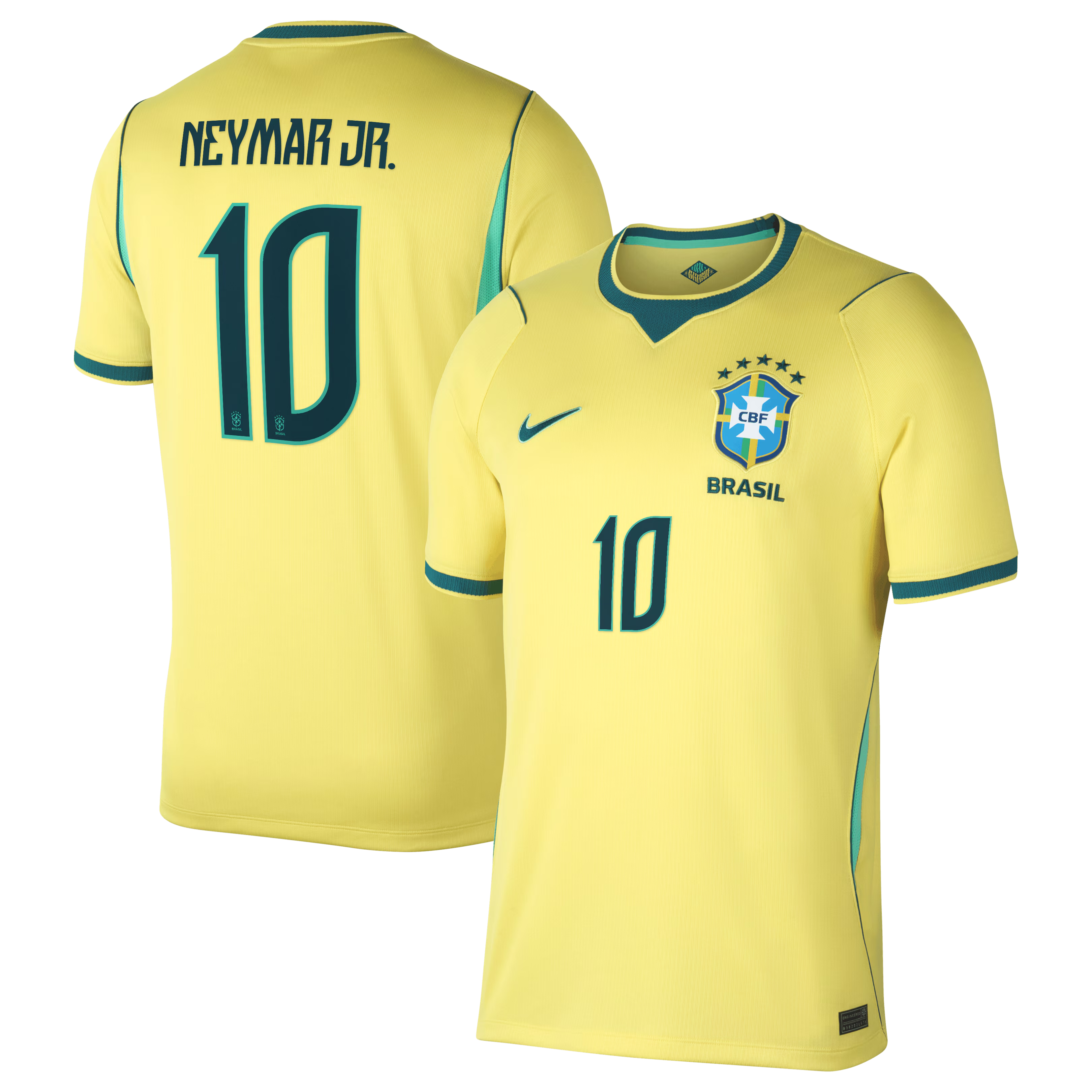 Nike Men's Brazil National Team 2026 Home Stadium Jersey - Neymar Jr. #10 (Yellow)