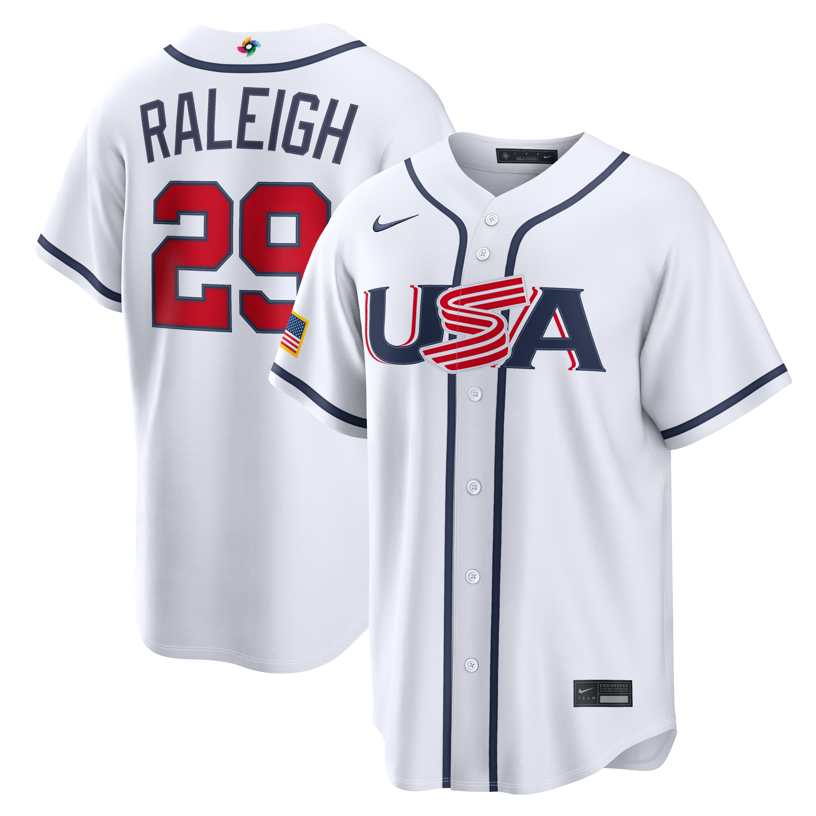 Nike USA Baseball 2026 World Baseball Classic Home Stadium Jersey – Cal Raleigh – White - Jersey Teams World