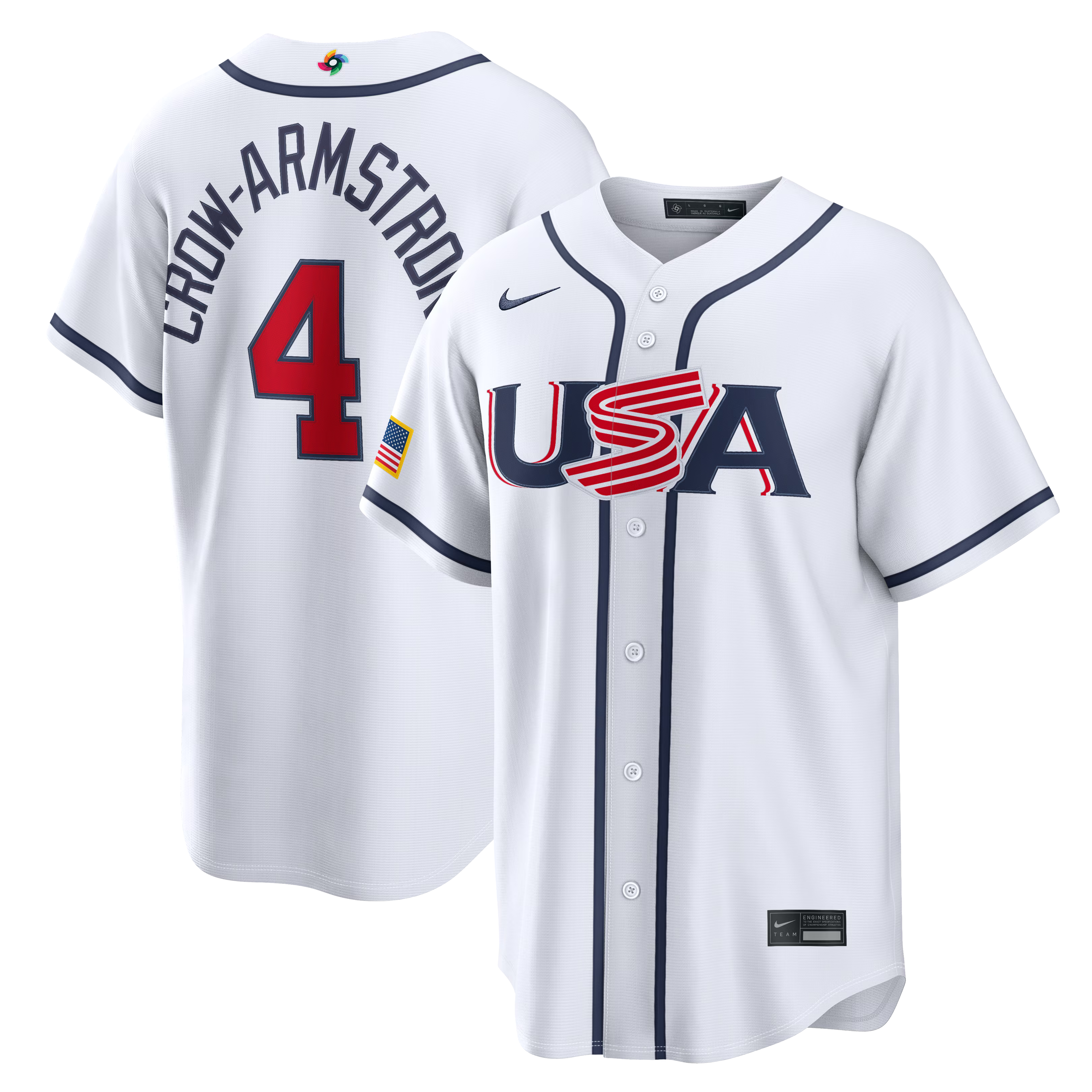 Nike USA Baseball 2026 World Baseball Classic Home Stadium Jersey – Pete Crow-Armstrong #1 – White - Jersey Teams World