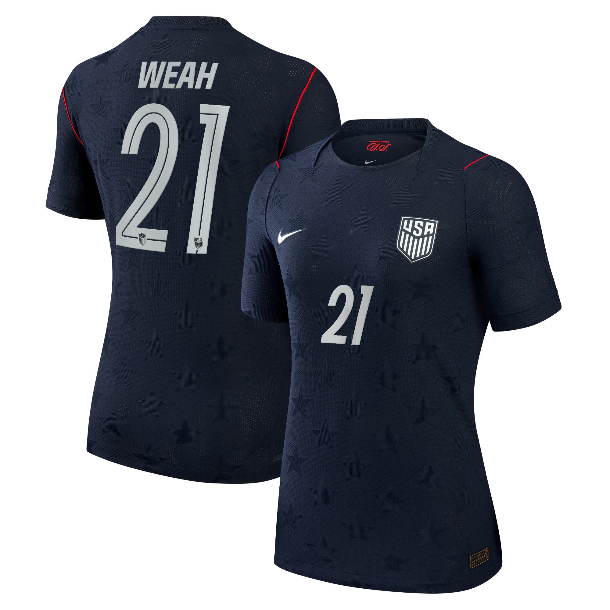 Nike Women's USMNT 2026 Away Match Authentic Jersey - Timothy Weah #21 (Obsidian Blue)