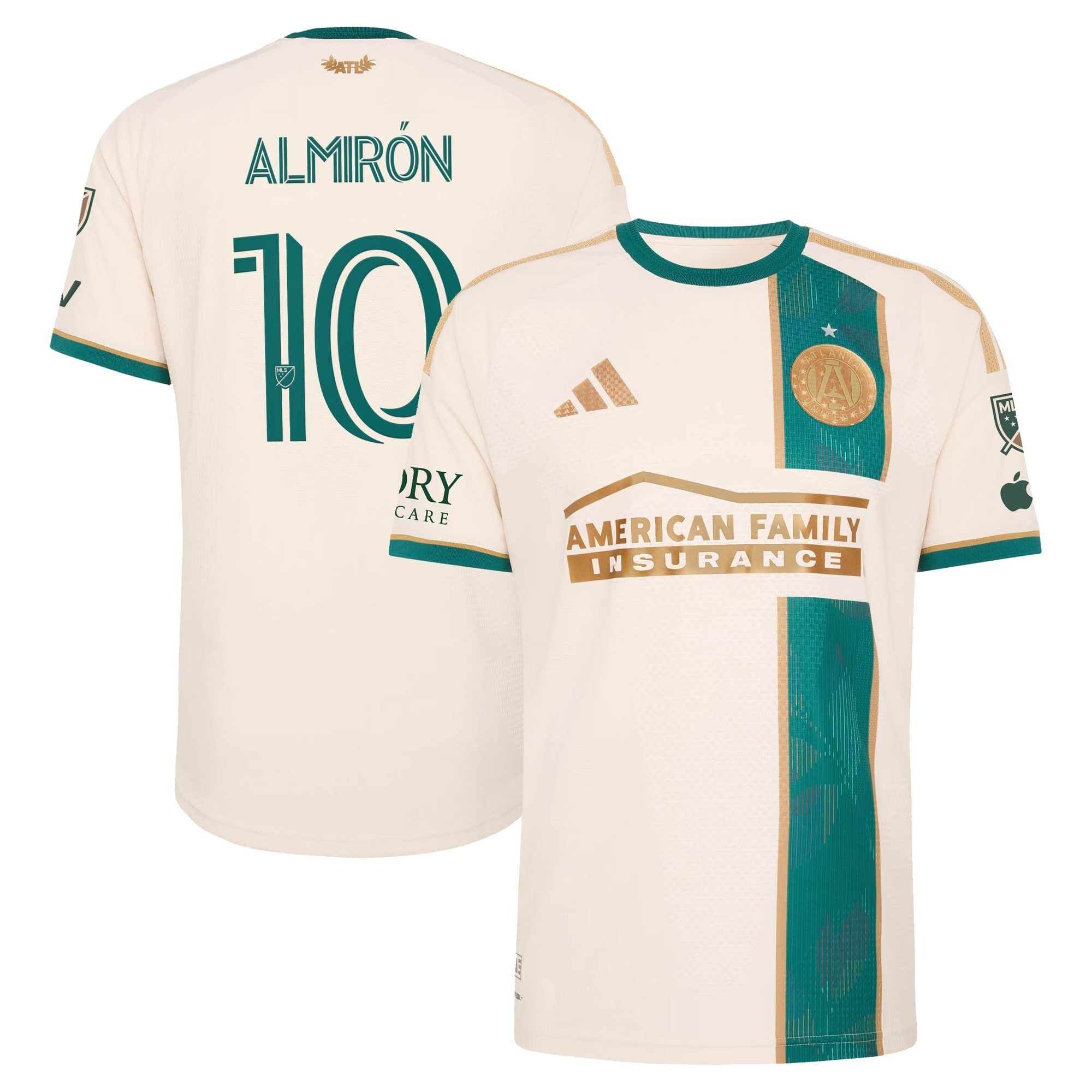 Official Miguel Almirón Atlanta United FC adidas 2026 Spirit of '96 Match Jersey – Secondary Tan - Jersey Teams World