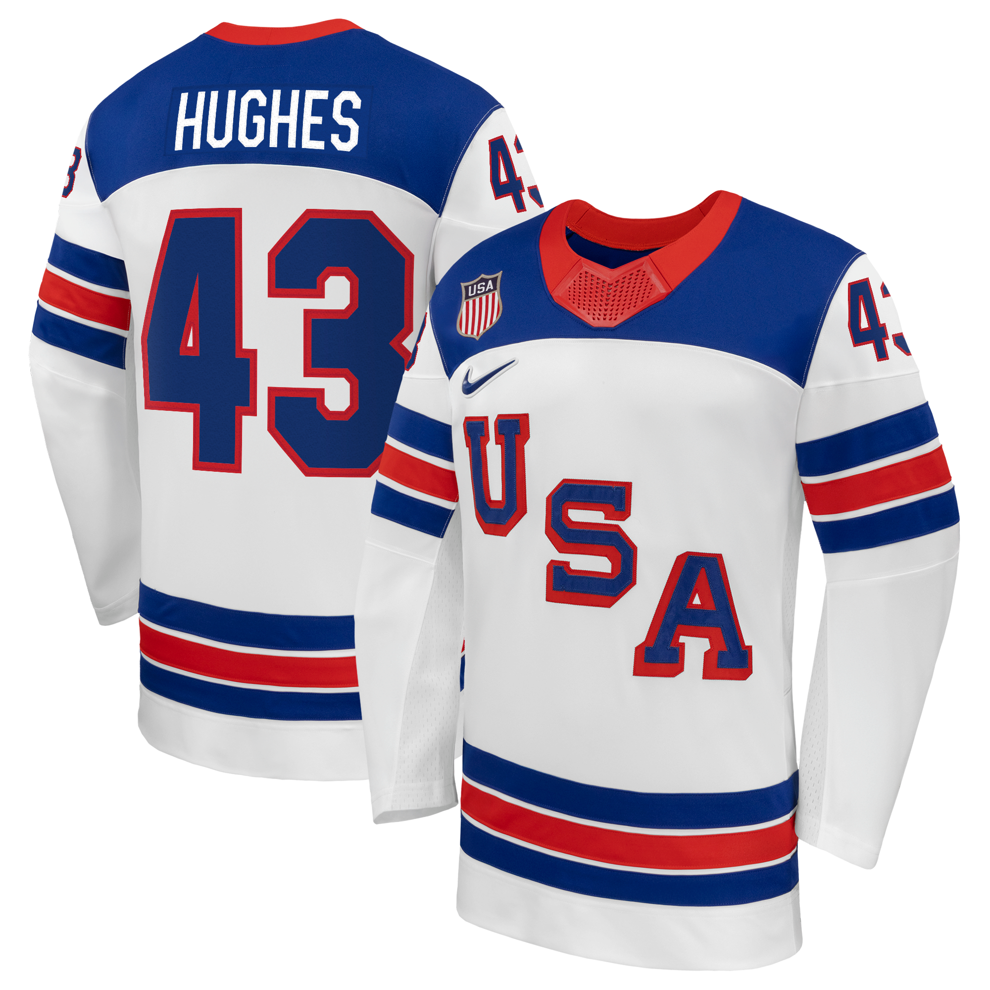 Quinn Hughes #43 USA Hockey 2026 Away Jersey - Nike White - Jersey Teams World
