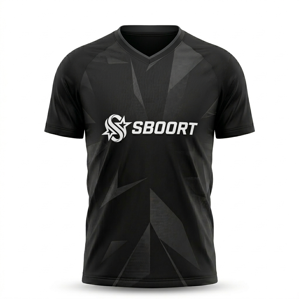Sboort Black Geometric Performance Soccer Jersey – 2026 Edition – Men’s Athletic Fit