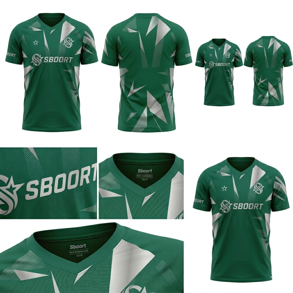 Sboort Emerald & Silver Stealth Soccer Jersey – 2026 Pro Edition – Men’s Athletic Fit