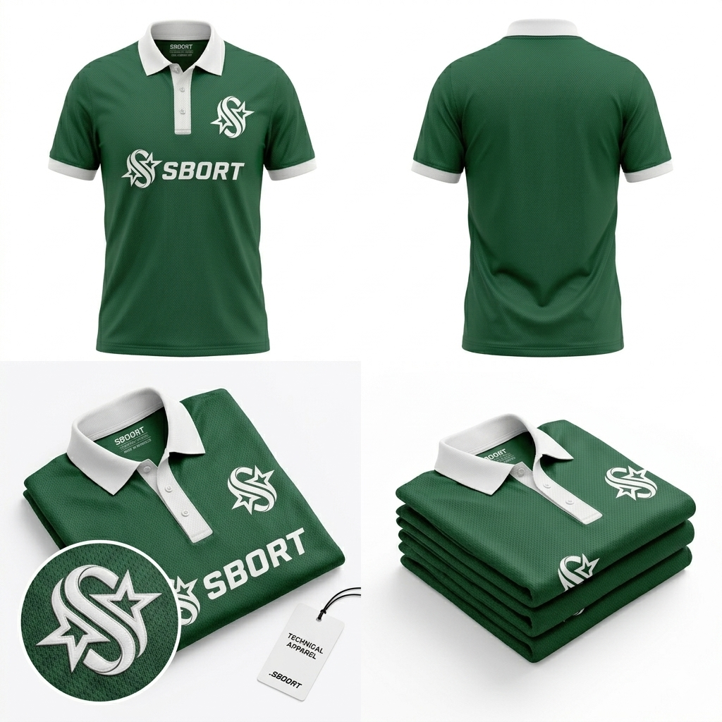 Sboort Official Men's Polo Jersey - Forest Green Performance Mesh - Short Sleeve