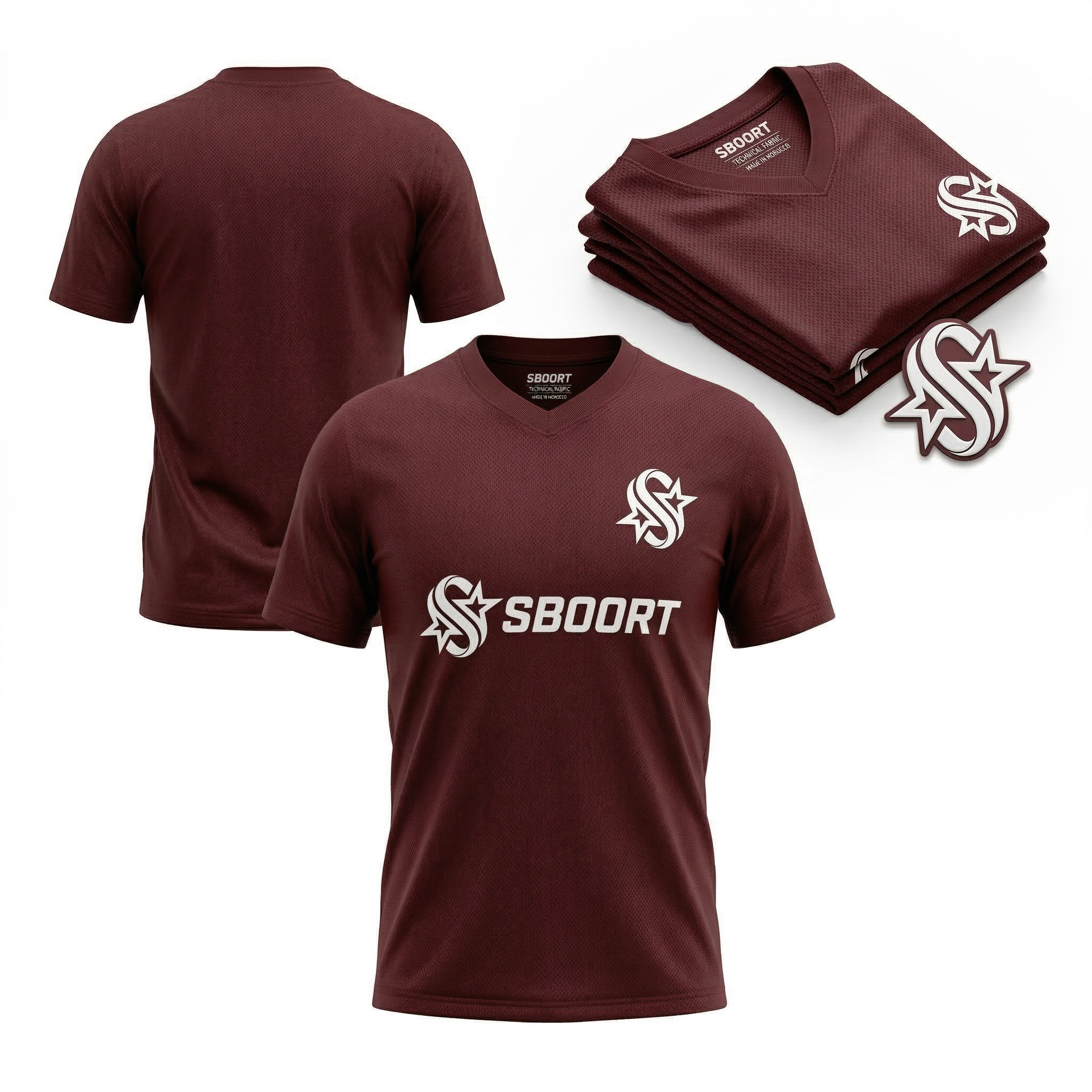 Sboort Official Men's Soccer Jersey - Burgundy Performance Mesh - Short Sleeve
