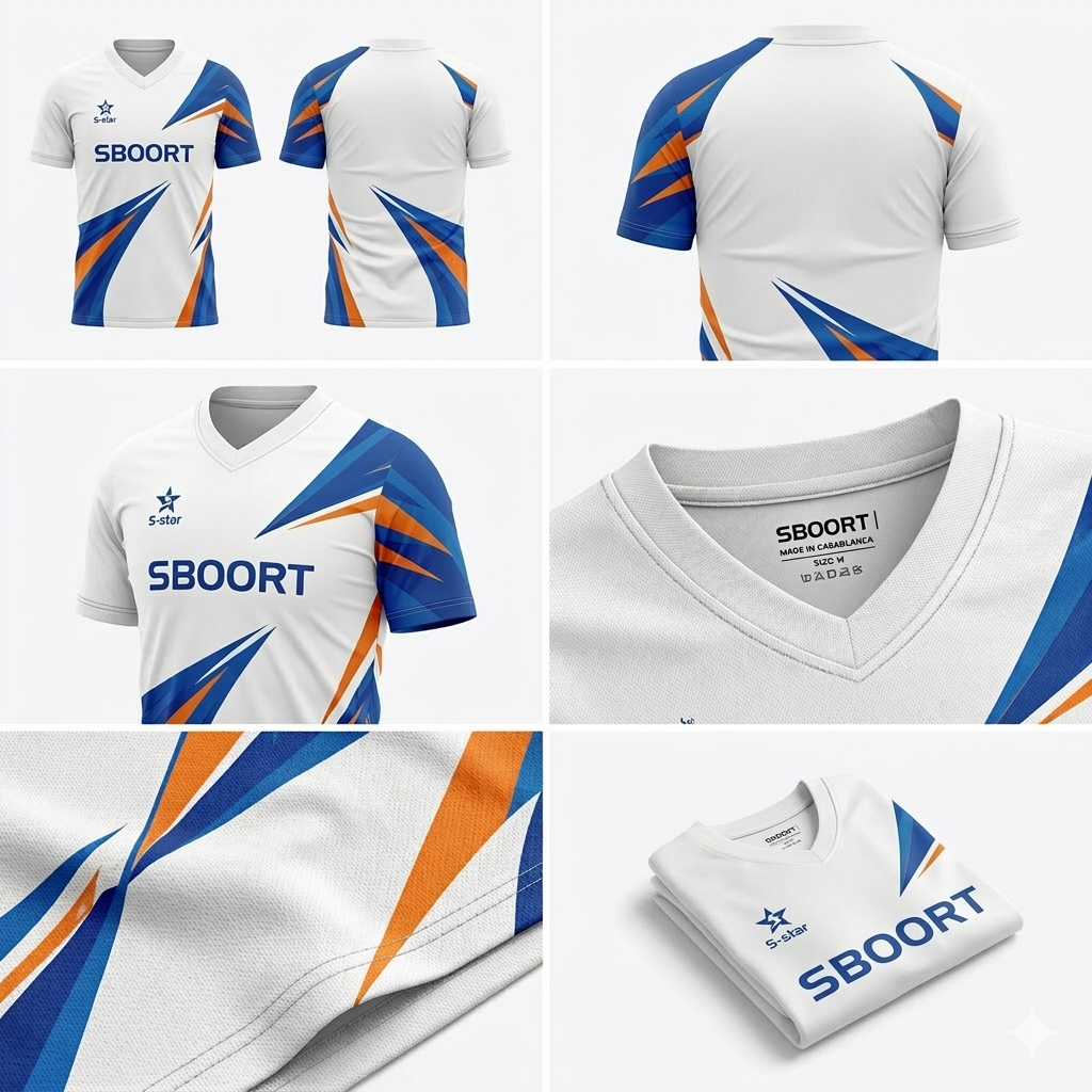 Sboort White & Blue Dynamic Soccer Jersey – 2026 Pro Edition – Men’s Sportswear