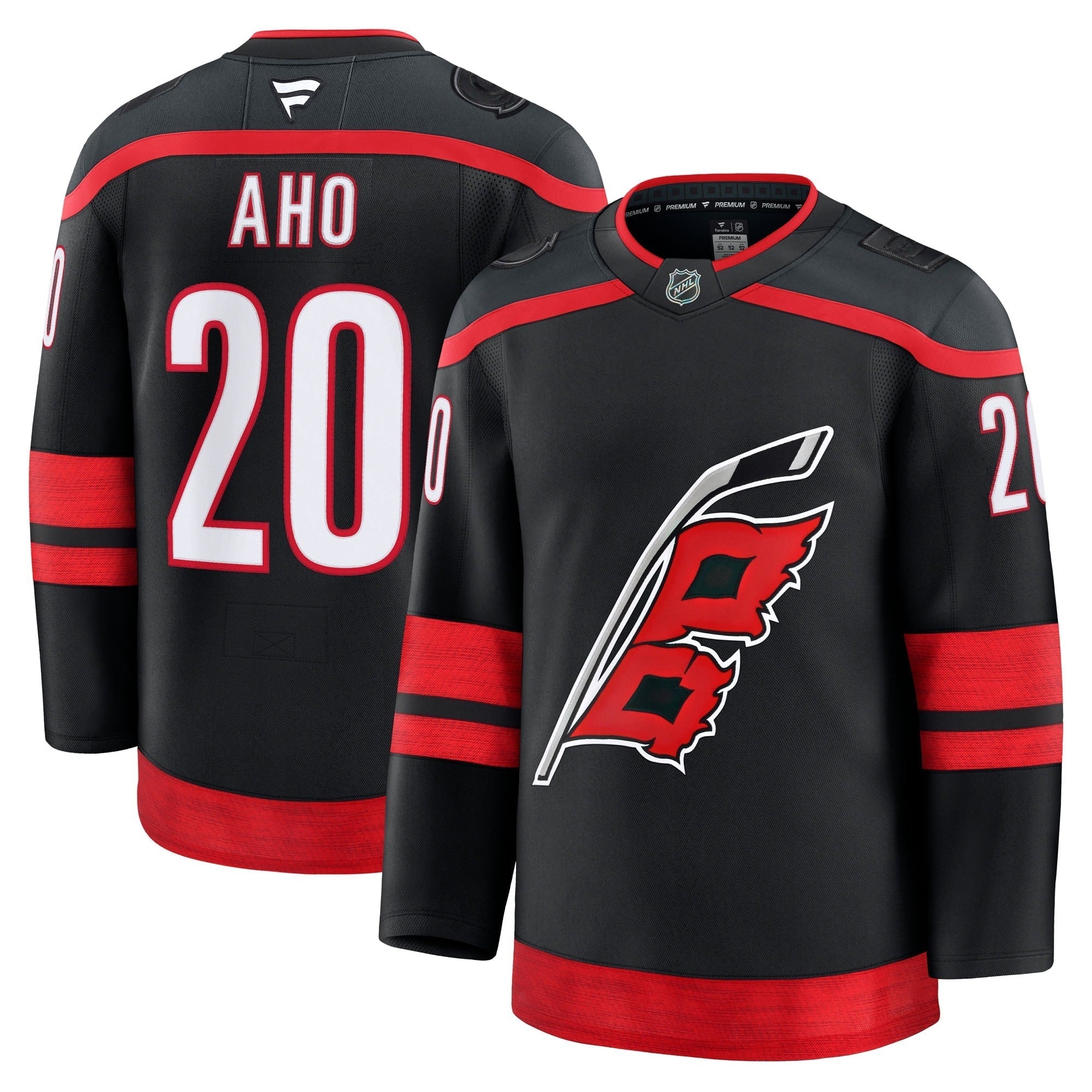 Sebastian Aho Carolina Hurricanes Fanatics Premium Home Jersey – Black "Warning Flag" Edition - Jersey Teams World