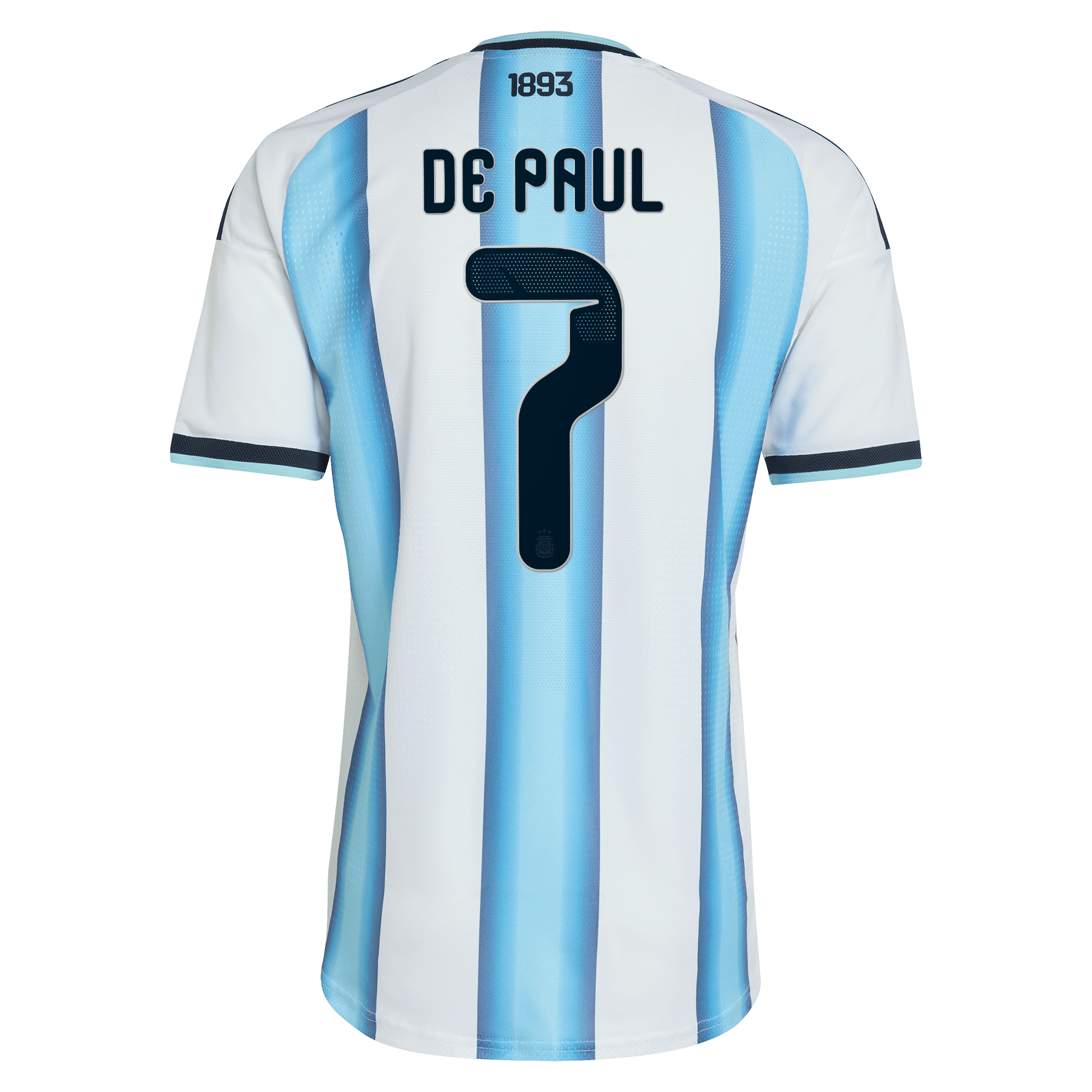 adidas Men's Argentina National Team 2026 Home Authentic Jersey - Rodrigo De Paul #7 (White/Light Blue)